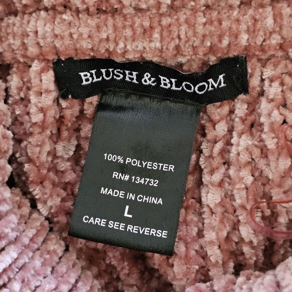 Blush & Bloom - Sweater Chunky Knit Cowl Turtleneck Cropped - Size L - Pink - Picture 7 of 7